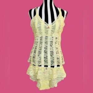 Victoria's Secret Soft Yellow Lace Camisole & Panty